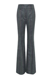 Rhein Pant in Charcoal Multi Wool Silk Houndstooth