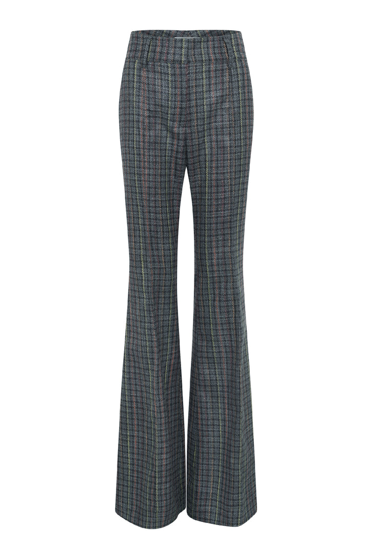 Rhein Pant in Charcoal Multi Wool Silk Houndstooth