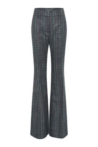 Rhein Pant in Charcoal Multi Wool Silk Houndstooth
