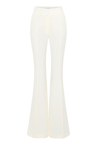 Ivory Virgin Wool Rhein High-Waisted Flare Pants - Front Flat View | Gabriela Hearst