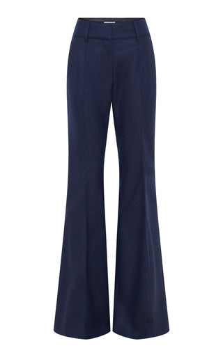 Navy Wool Cashmere Flannel Rhein Flare Pants - Front View | Gabriela Hearst