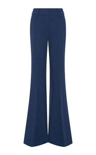 Electric Navy Speckled Cashmere Rhein Flare Pants - Front View | Gabriela Hearst