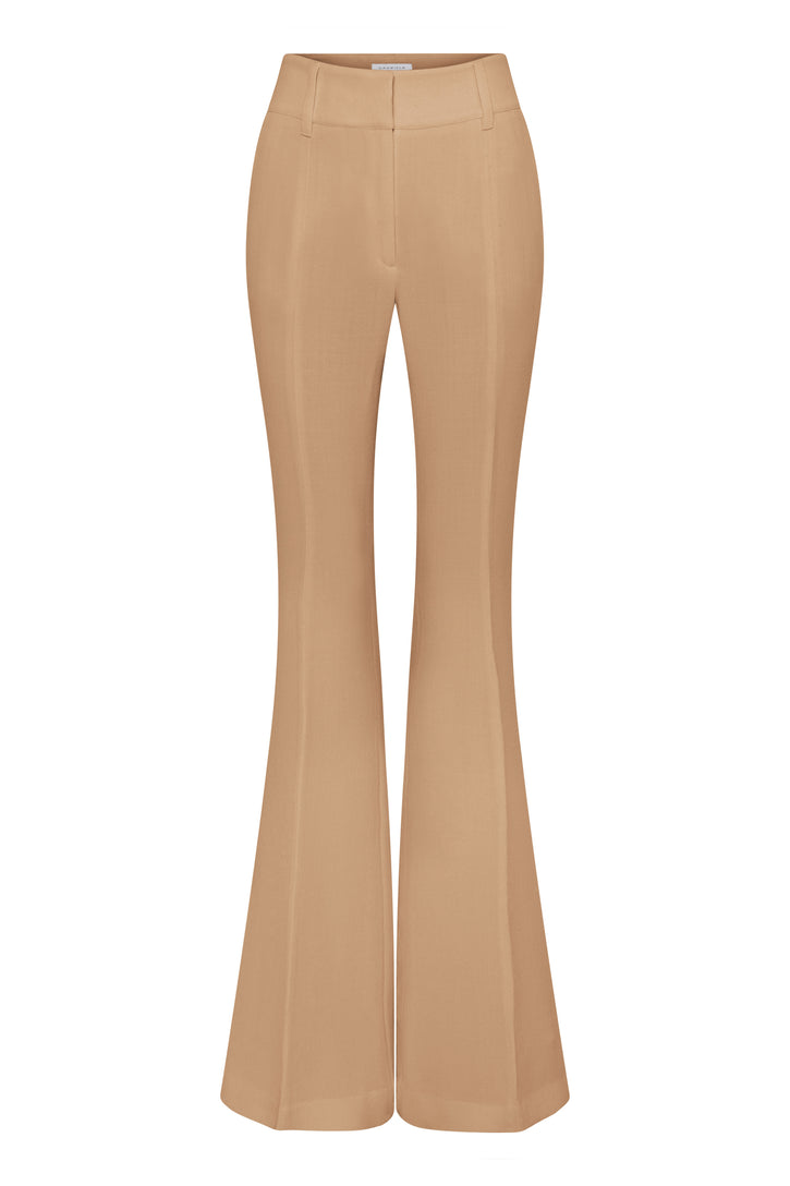 Rhein Flare Pant in Camel Virgin Wool Crepe