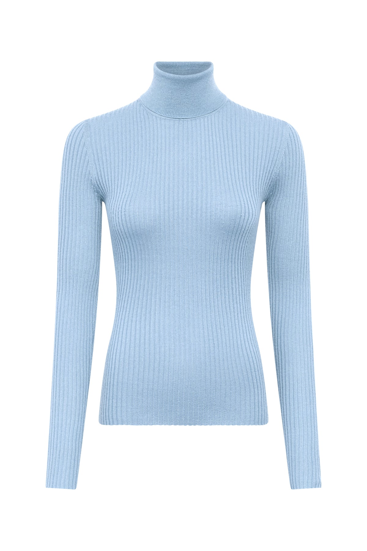 Peppe Knit Turtleneck Sweater in Light Blue Cashmere