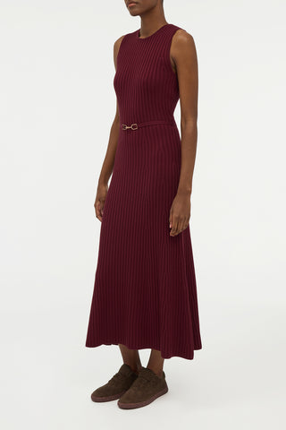 Meier Knit Midi Dress in Bordeaux Merino Wool Cashmere