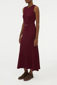Meier Knit Midi Dress in Bordeaux Merino Wool Cashmere