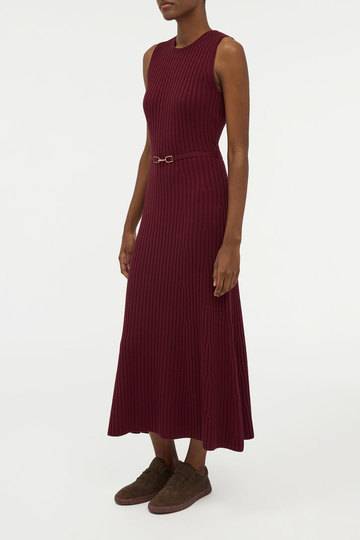 Meier Knit Midi Dress in Bordeaux Merino Wool Cashmere