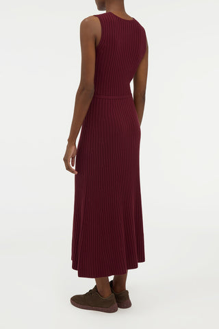 Meier Knit Midi Dress in Bordeaux Merino Wool Cashmere