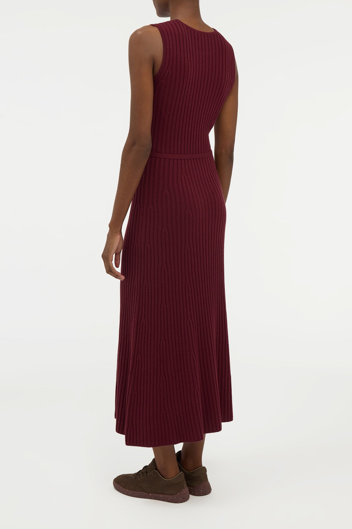 Meier Knit Midi Dress in Bordeaux Merino Wool Cashmere