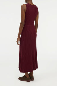 Meier Knit Midi Dress in Bordeaux Merino Wool Cashmere