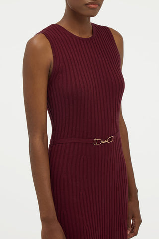 Meier Knit Midi Dress in Bordeaux Merino Wool Cashmere