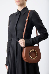 Ring Crossbody Bag in Cognac Leather