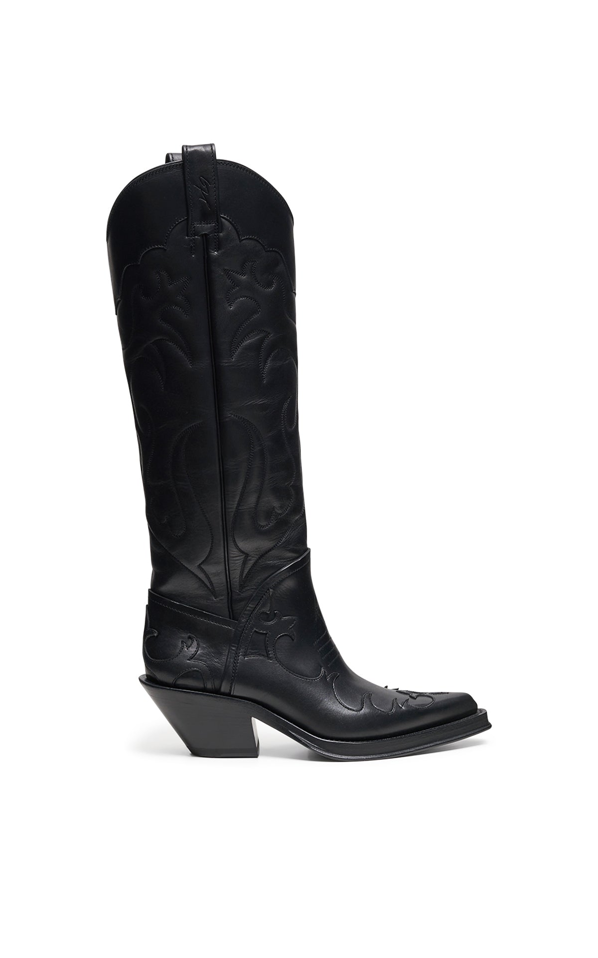 Capitana Cowboy Boot in Black Leather