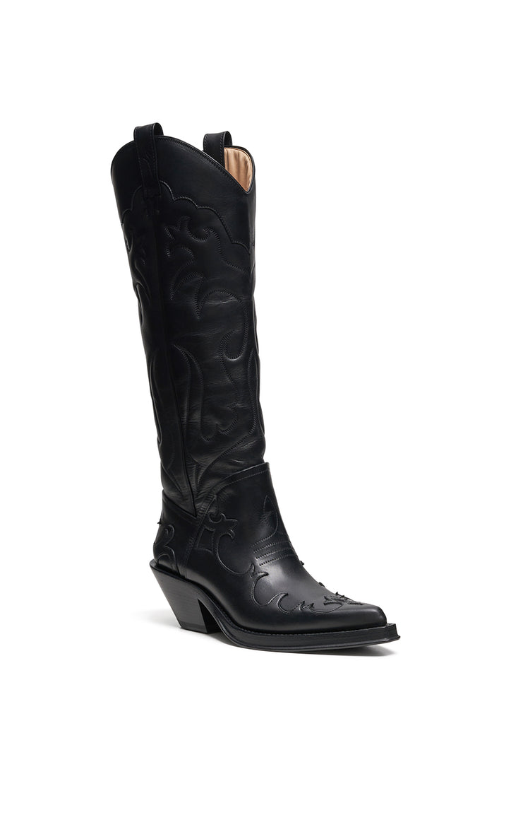 Capitana Cowboy Boot in Black Leather