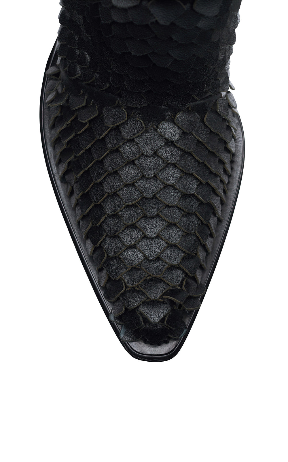 Capitana Cowboy Boot in Black Leather Snake Scales