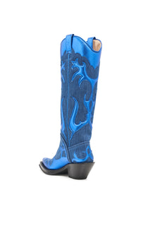 Capitana Flame Cowboy Boot in Colbalt Leather