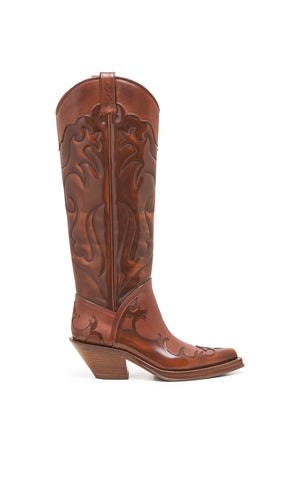 Capitana Cowboy Boot in Cognac Leather