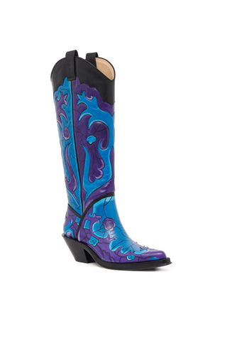 Hand Painted Capitana Boot in Purple & Blue Leather