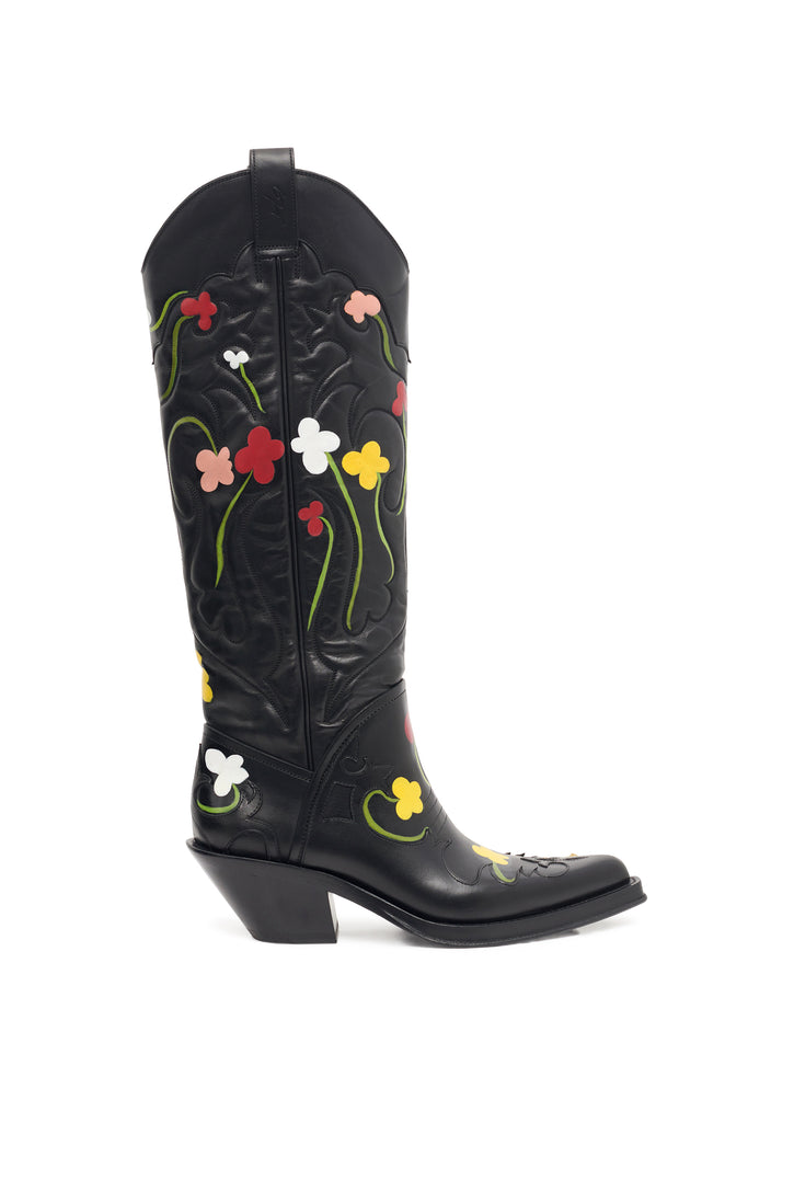 Hand Painted Capitana Boot in Floral Multi Leather
