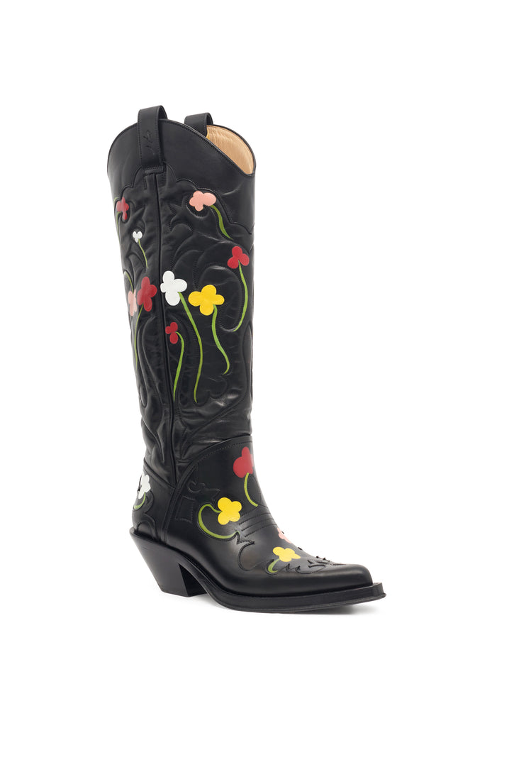 Hand Painted Capitana Boot in Floral Multi Leather