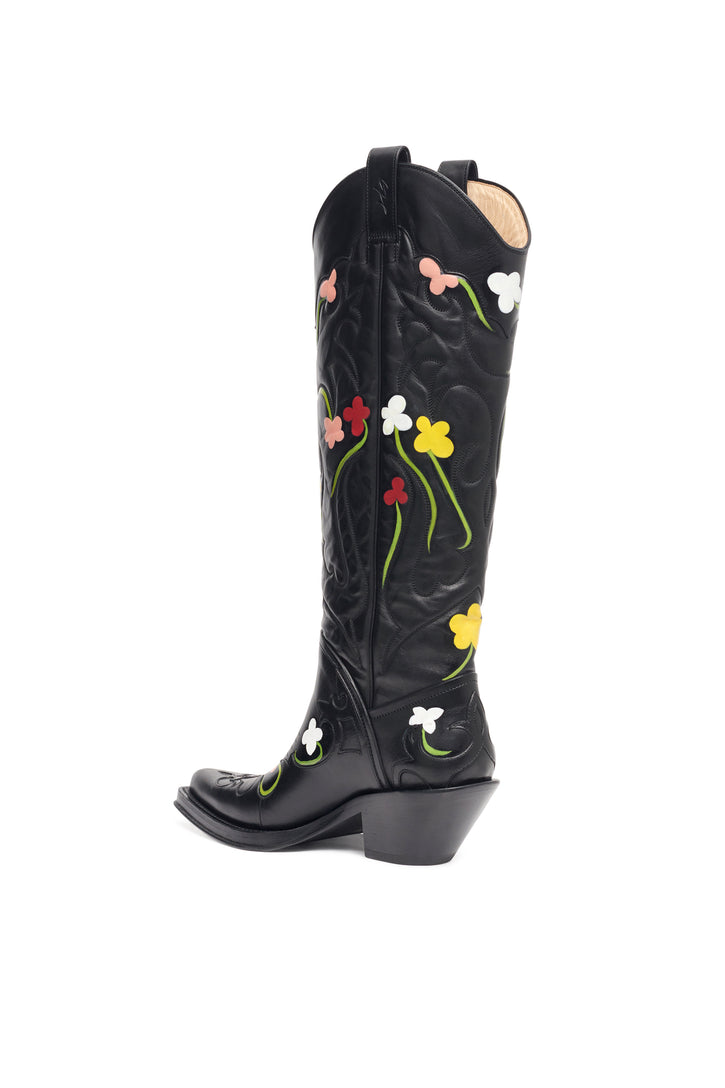 Hand Painted Capitana Boot in Floral Multi Leather