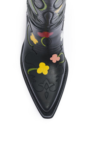 Hand Painted Capitana Cowboy Boot in Floral Multi Leather