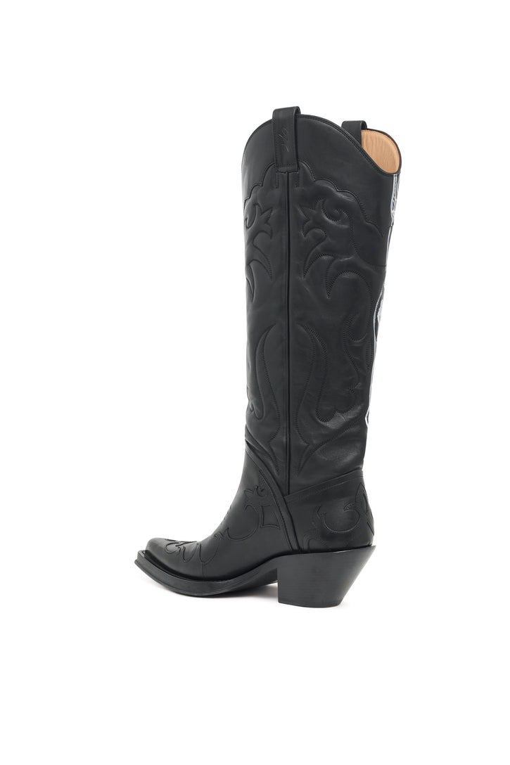 Hand Painted Capitana Boot in Black & White Leather
