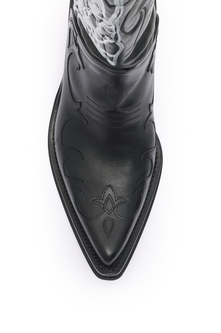 Hand Painted Capitana Boot in Black & White Leather