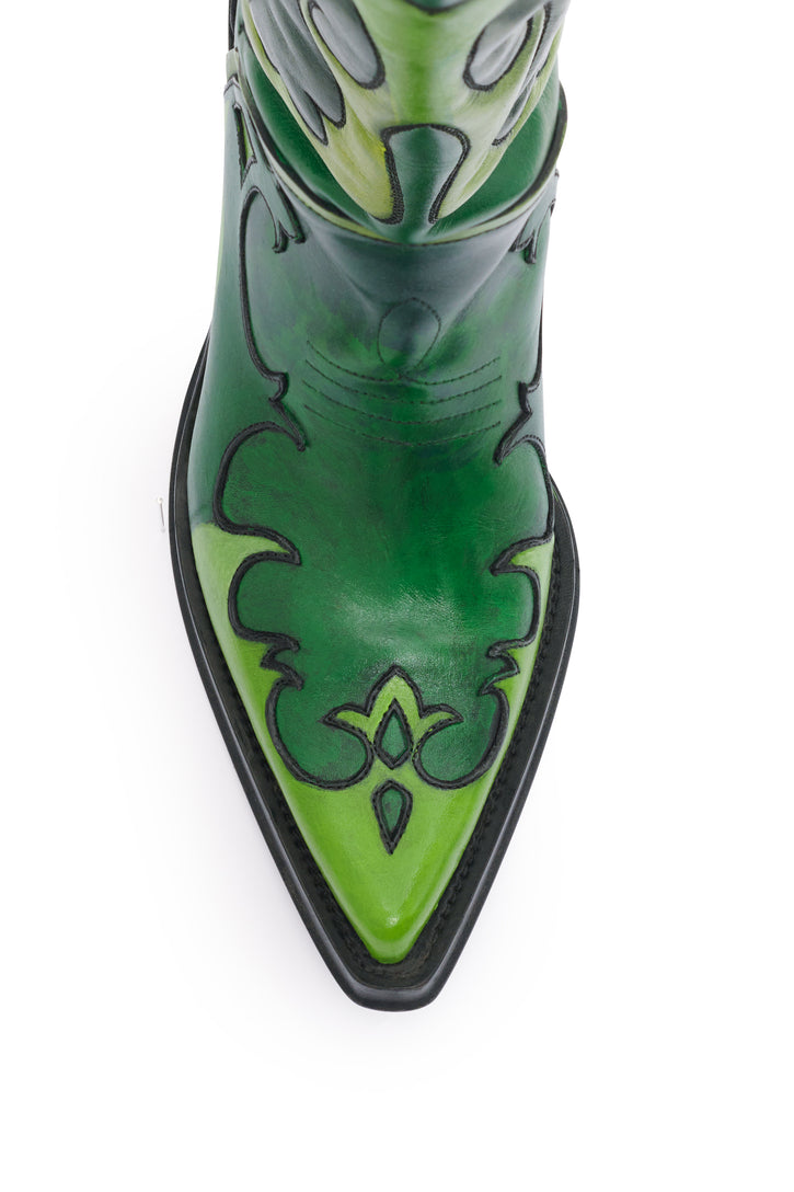 Hand Painted Capitana Boot in Green Multi Leather