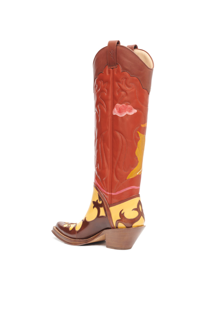 Hand Painted Capitana Cowboy Boot in Sunset Leather
