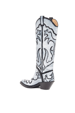 Hand Painted Capitana Cowboy Boot in Grey Leather
