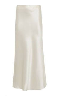 Frei Maxi Skirt in Ivory Silk Satin