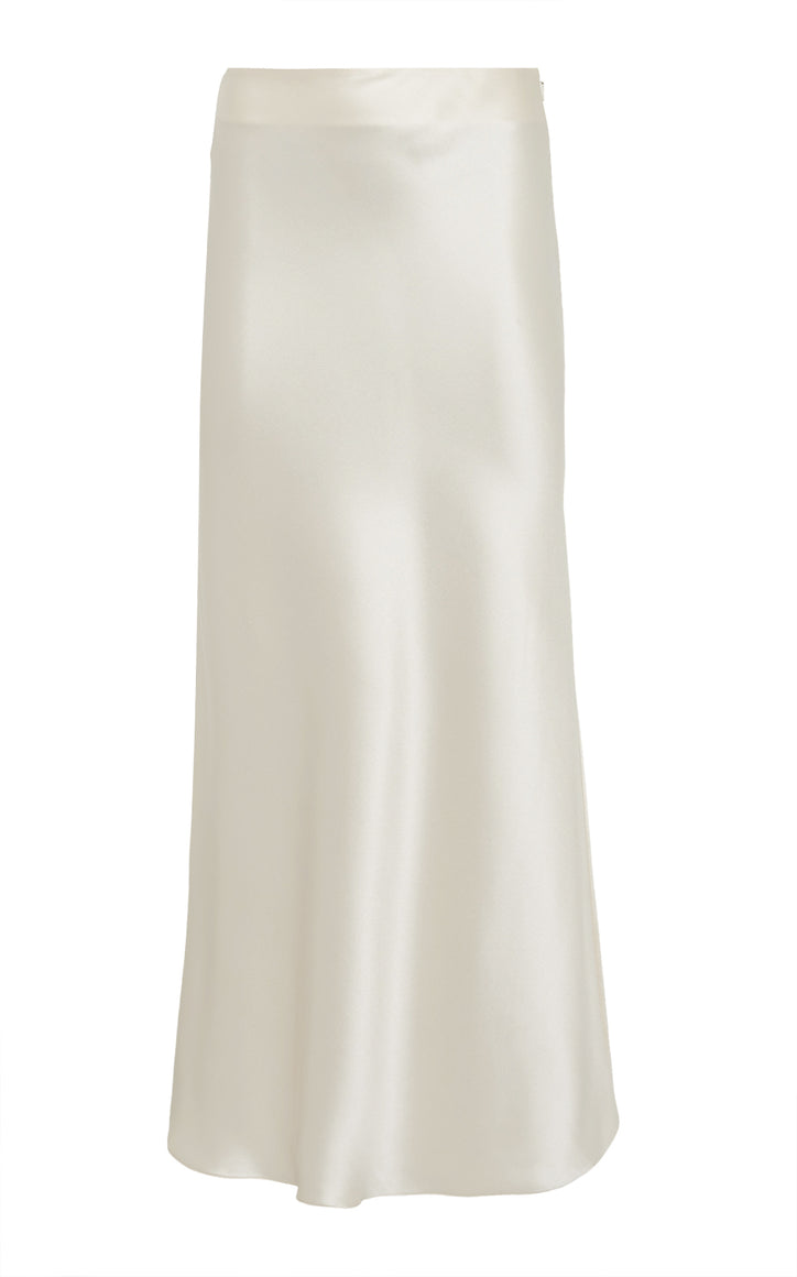 Frei Maxi Skirt in Ivory Silk Satin