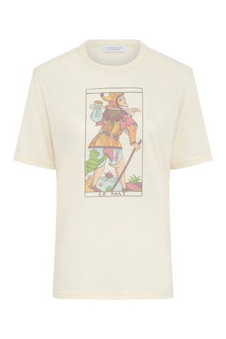 Ivory Cashmere Sayara T-Shirt with Tarot Card Print - Flat Lay | Gabriela Hearst