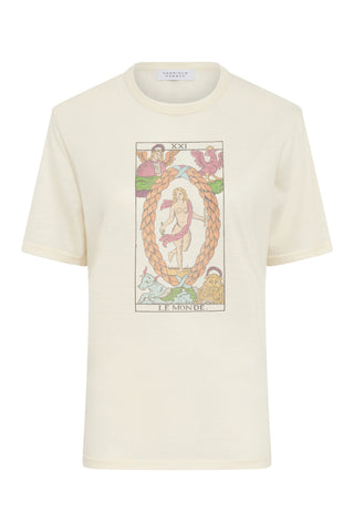 Cream Cashmere Sayara T-Shirt with Tarot Print - Flat Lay | Gabriela Hearst
