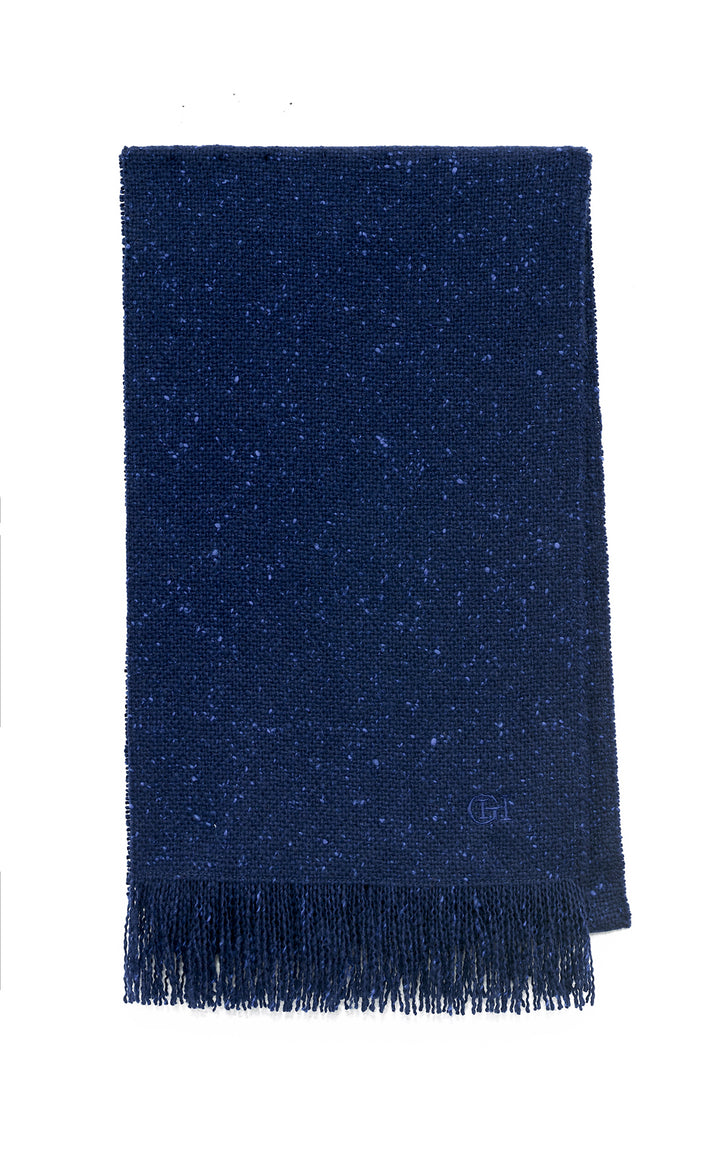 Illumina Fringe Scarf in Electric Navy Speckled Cashmere