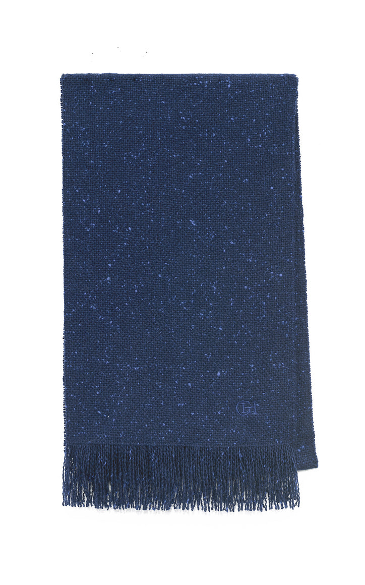 Illumina Fringe Scarf in Electric Navy Speckled Cashmere