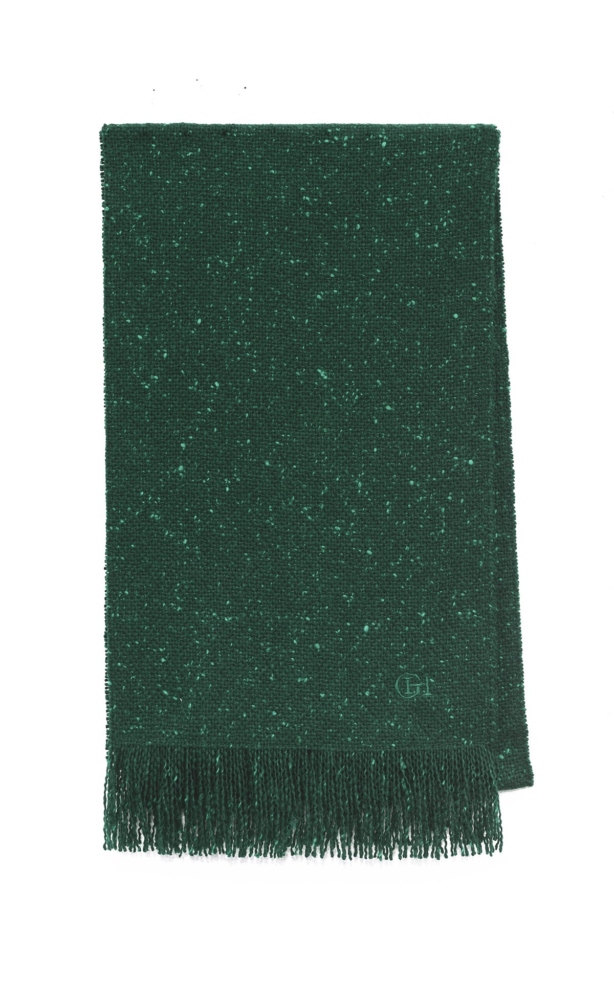 Illumina Fringe Scarf in English Green Speckled Cashmere