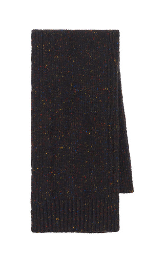Charcoal Multi Speckled Aran Cashmere Fokestone Knit Scarf - Flat Lay | Gabriela Hearst