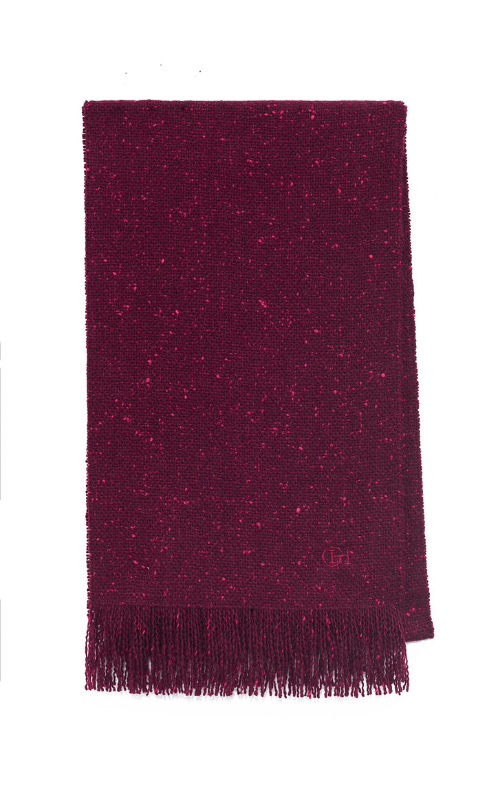 Illumina Fringe Scarf in Bordeaux Speckled Cashmere