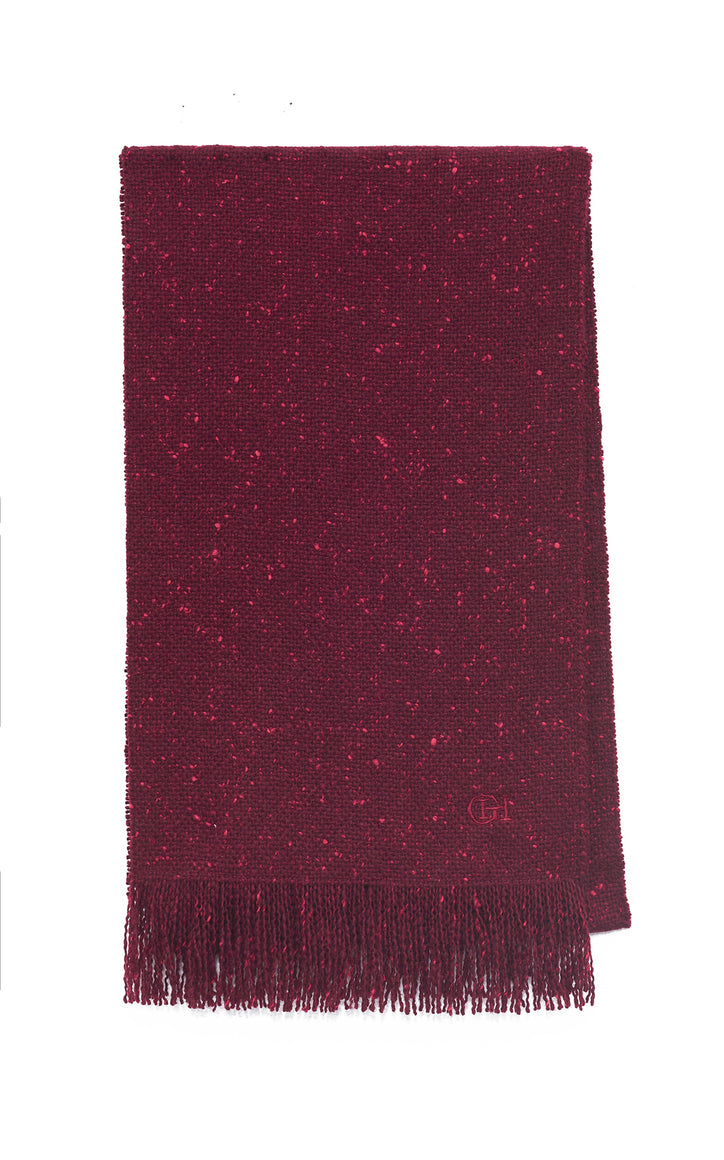 Illumina Fringe Scarf in Bordeaux Speckled Cashmere
