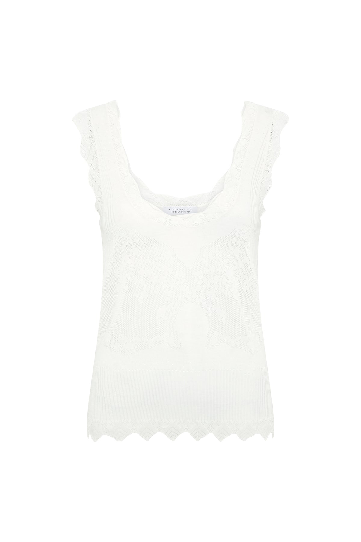 Scripta Knit Tank Top in White Merino Wool Lace