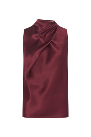 Melina Top in Bordeaux Silk Satin