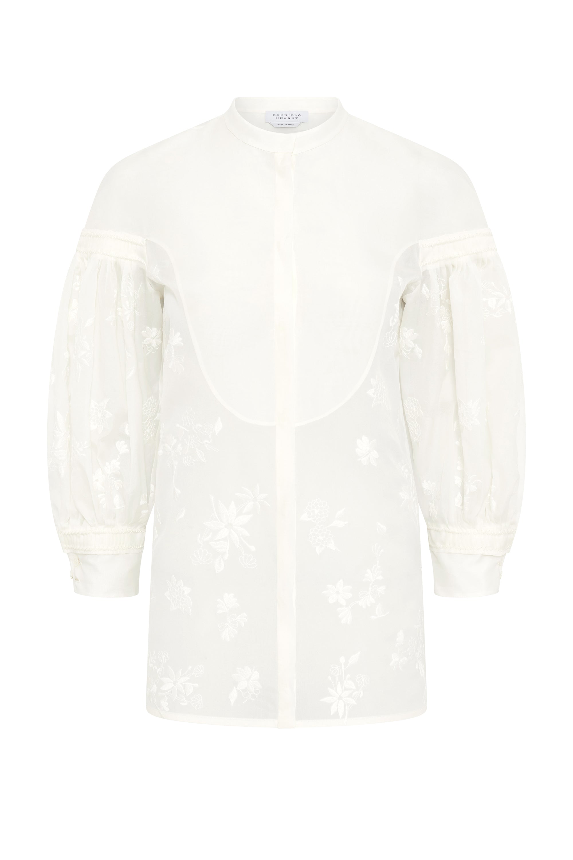 Sofia Embroidered Ivory Silk Organza Blouse | Gabriela Hearst