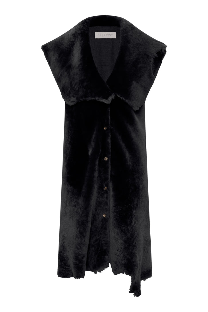 Diviner Raw Cut Jacket Liner in Black Shearling