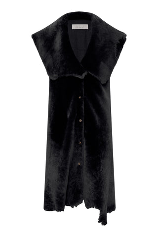 Diviner Raw Cut Jacket Liner in Black Shearling