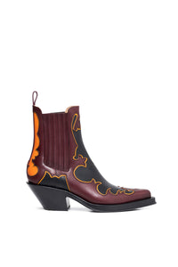 Cassidy Cowboy Ankle Boot in Bordeaux Multi Leather