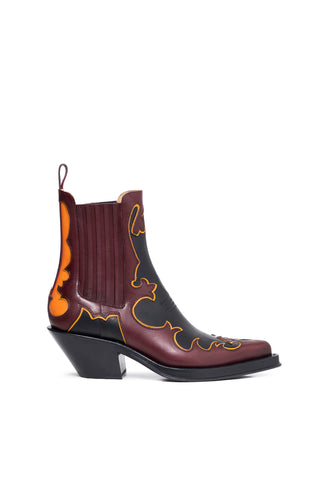 Cassidy Cowboy Ankle Boot in Bordeaux Multi Leather
