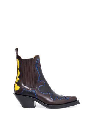 Cassidy Cowboy Ankle Boot in Black Multi Leather