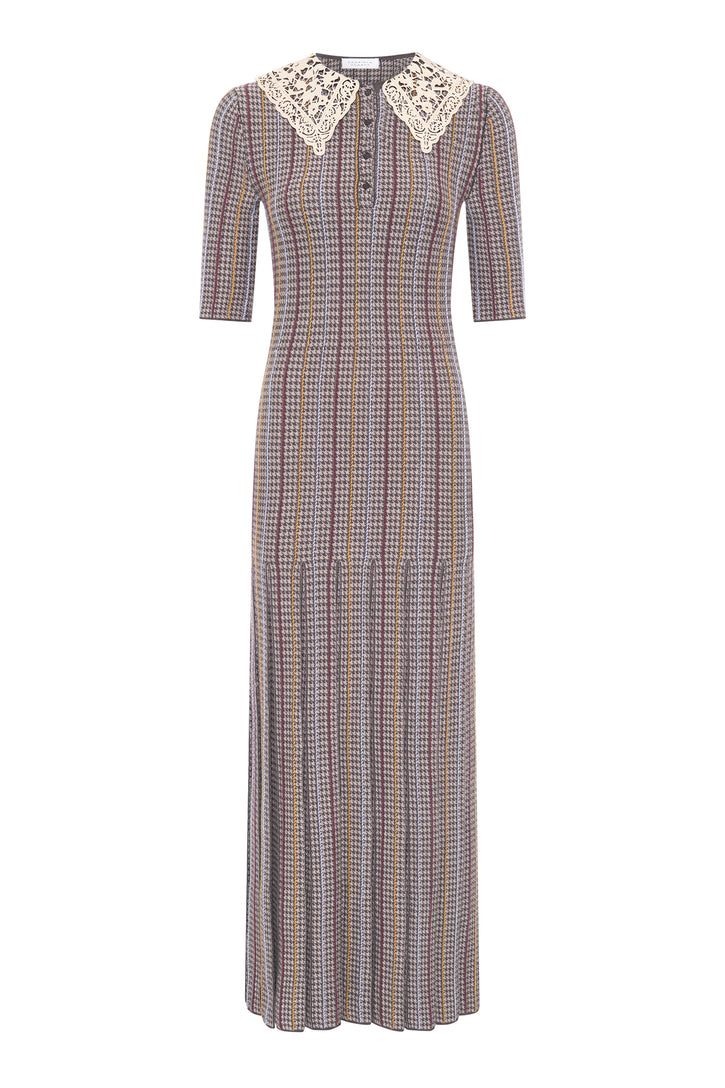 Shropshire Knit Dress in Camel Cashmere Silk with Collar